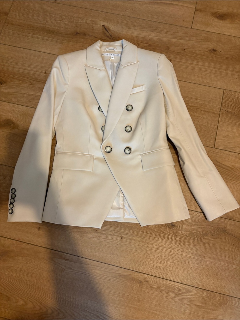Veronica Beard Cream Leather Dickey Blazer size 4